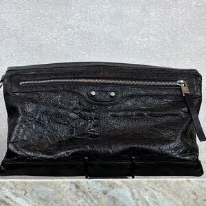 Balenciaga Black Leather Clutch